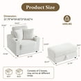 thumbnail image 2 of DREAMISDEA Oversized Accent Chair with Storage Ottoman & Cup Holder, Faux Fur Upholstered Sofa Bed Indoor Chaise Lounge Chair for Living Room, Comfy Large Arm Chair Reading Seat - Beige, 2 of 6