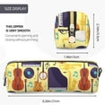 thumbnail image 3 of Xecao Musical Instruments Pattern Leather Pencil Case Zipper Organizer Minimalist School Office Supplies PVC Crossgrain Compact 2x2.2x8.3in Travel Art Accessories, 3 of 7