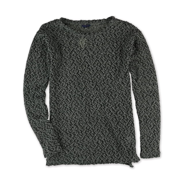 Suéter de punto de encaje transparente Aeropostale para mujer, gris, mediano Aeropostale Tejer