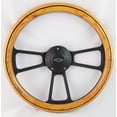 thumbnail image 1 of 74-94 Chevrolet/GMC Truck Models 14" Unstained Oak Burn Wood Billet Black Steering Wheel Set Adapter & Horn, 1 of 1