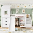 thumbnail image 2 of Bellemave Low Twin Size Loft Bed with Slide, Desk, Stairs and Storage, Wood House Loft Bed Frame with 3 Drawers and Shelves, Space Saving Design for Kids Boys Girls（White）, 2 of 8