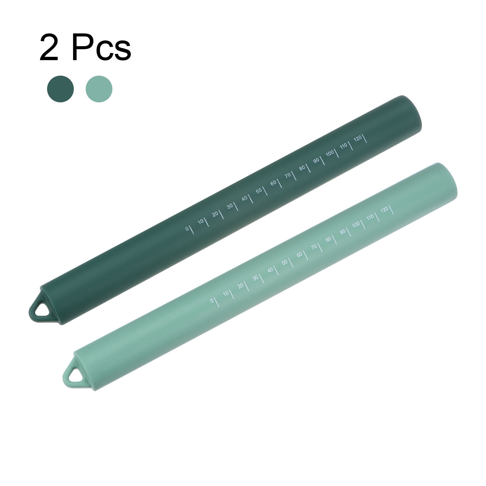 Unique Bargains Silicone Rolling Pin Smooth Stainless Steel Core Dough Roller Blue Green