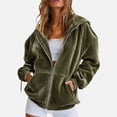 thumbnail image 3 of WULMLEO Womens Velour Zip Up Hoodie Long Sleeve Fall Oversized Hooded Sweatshirt Y2K Jacket 2026 Soft Warm Fashion Sweaters with Pockets Army Green 2XL, 3 of 9