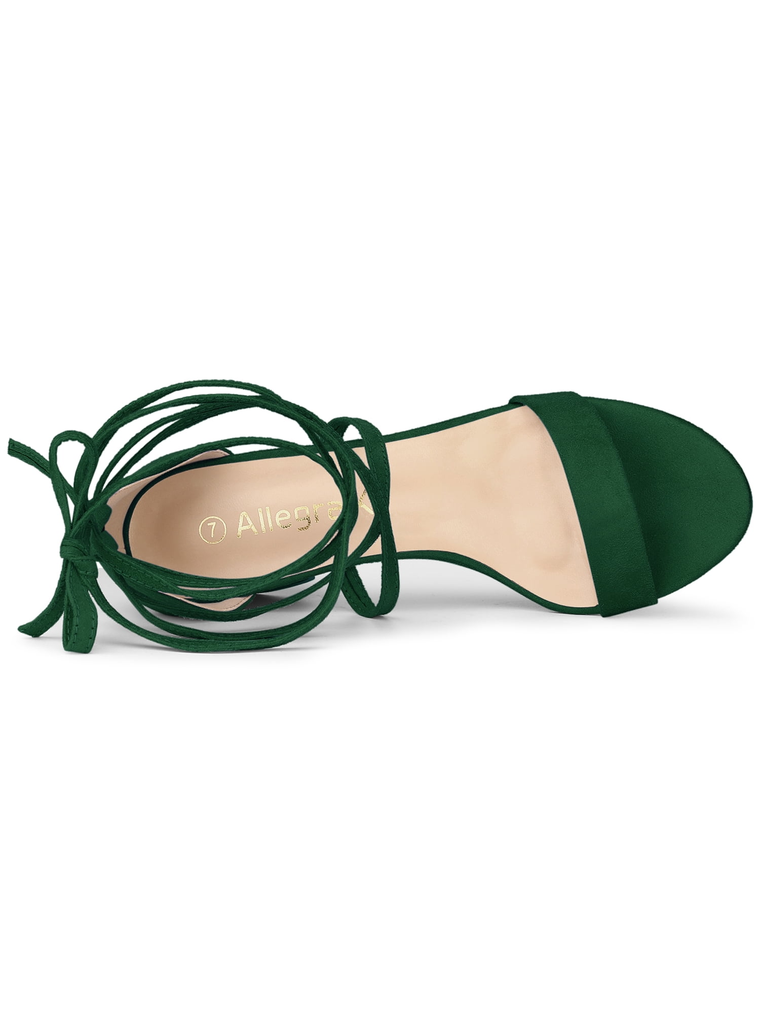 DARING DIVA Women's Lace Up Mid Chunky Heeled Sandals Green 9