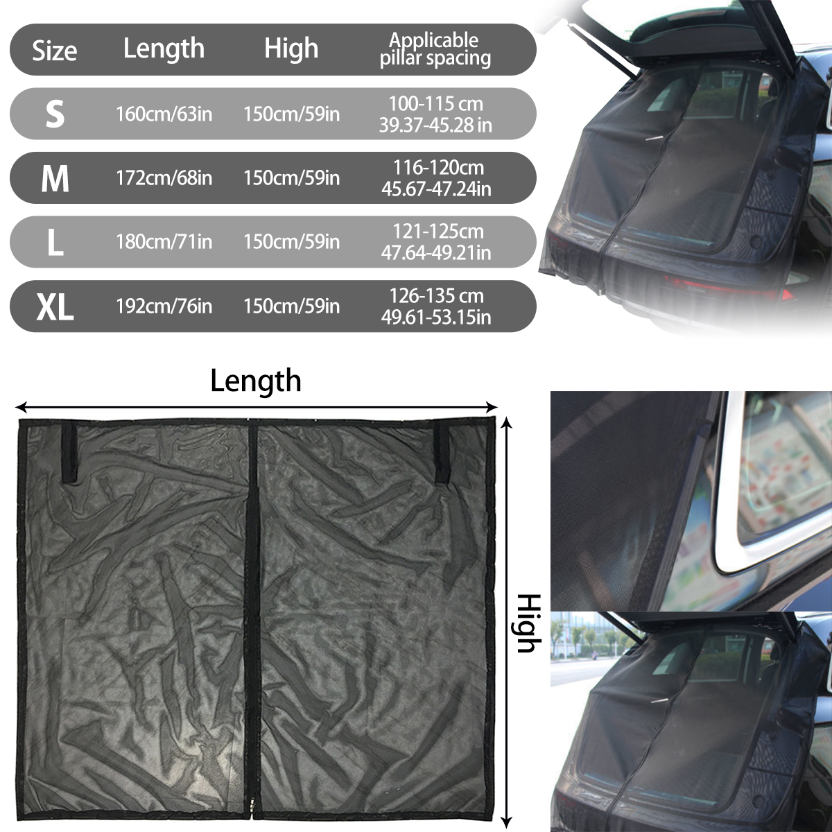 THRENS Car Tailgate Mosquito Net Car Tailgate Awning Nylon