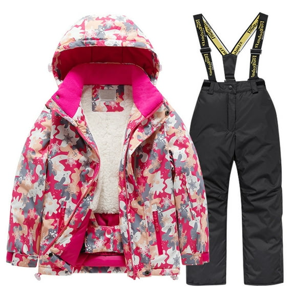 Hwmodou Toddler Girl Clothes Sets Kids Lined Ski Jacket Pants Set Winter Snowboarding Rain Coats Girls Boys Winter Warm Snow Suits Cute Outfit