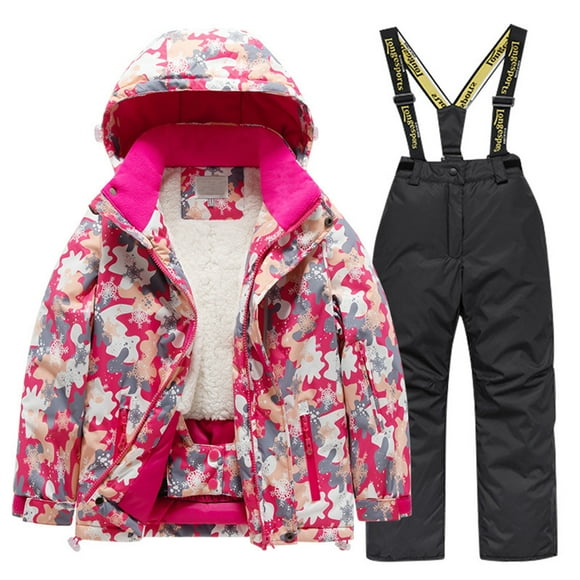 Sunnyoo Kids Fleece Lined Ski Jacket & Pants Set Winter Snowboarding Winter Warm Snow Suits