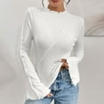 thumbnail image 2 of GuangCheng Womens Bell Sleeve Lettuce Trim Tops Mock Neck Long Sleeve Fitted Casual Blouses Shirts, 2 of 4
