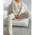 thumbnail image 2 of Women 2 Piece Outfits Lounge Sets Knit Waffle Pullover Tops Wide Leg Pants Sweatsuit Pajama Sets S-XL, 2 of 5