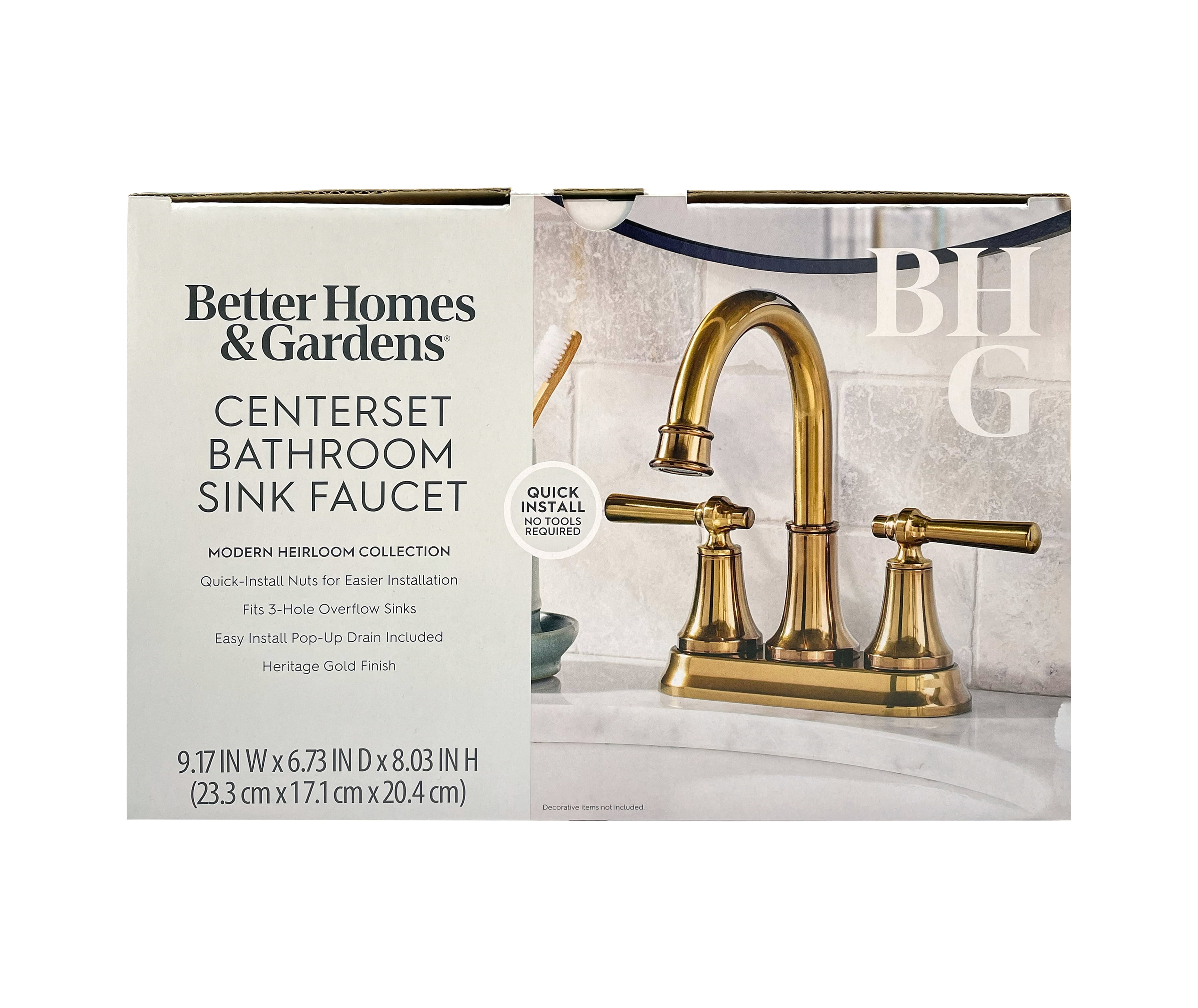 Better Homes & Gardens Modern Heirloom 4" Centerset Bathroom Faucet in Heritage Gold