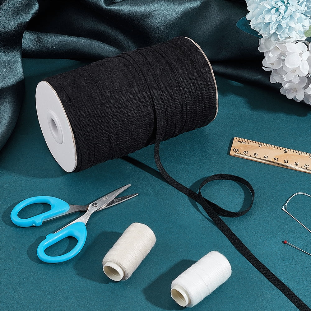 200M Cotton Linen Herringbone Ribbon for Gift Wrapping Party Decorations Black 1/4 inch(7mm) 218.72 Yards(200m)/Roll