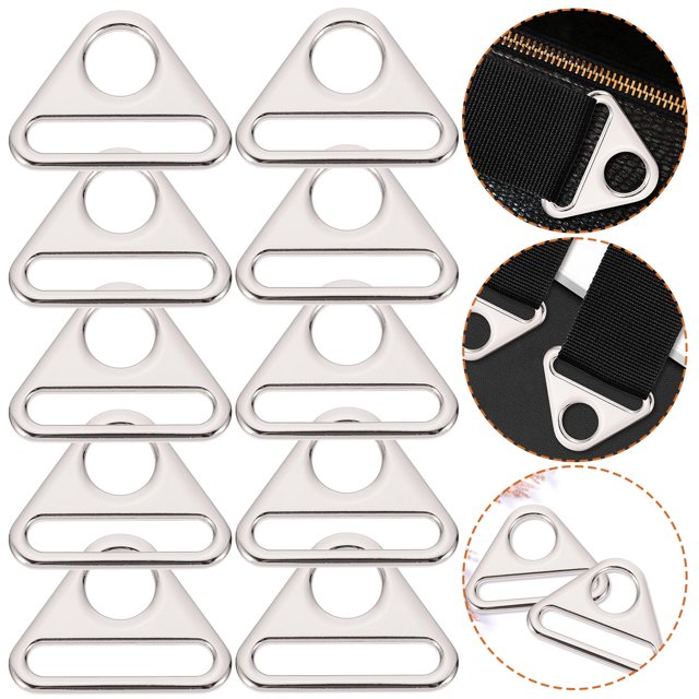 OHOIOLLA 10Ud Hebillas Para Manualidades En Metal Forma Triángulo Plata Ajustables Para Uso Diario En Ropa Y Mochilas