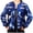 Blue, variant on Herrnalise Women's Sequin Long Sleeve Front Zip Bomber Jacket Casual Winter Long-Sleeve Coat Round-Neck Hoodless Sequin Jacket Hot Pink,S