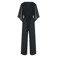 thumbnail image 4 of Lroveb Summer Jumpsuits for Women Wide Leg Pants Overalls Elegant Dressy Jumpsuit 3/4 Sleeve High Waist Holiday Party Belted Rompers Black, 4 of 6