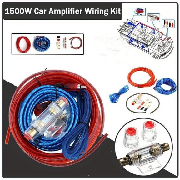Car Audio Subwoofer Cable Set, Car Amplifier Modified High-power Power Cord, Flat Copper-clad Aluminum5-meter Cable Set