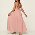 thumbnail image 6 of JGGSPWM Womens Backless Dress Lace Sleeveless Summer Dress Fashion Cami Dresses Spaghetti Strap Flowy Long Sundress with Back Tie Pink XL, 6 of 9