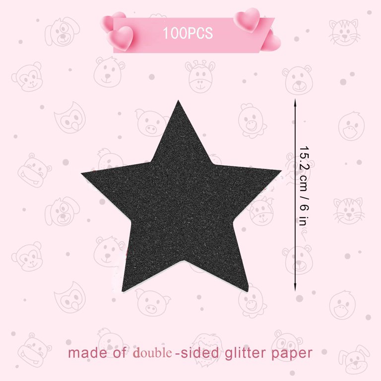 Black Star Cutouts Double Printed Paper Stars Decoration for Wedding Party  Supplies, 6 Inches (100 Pieces)