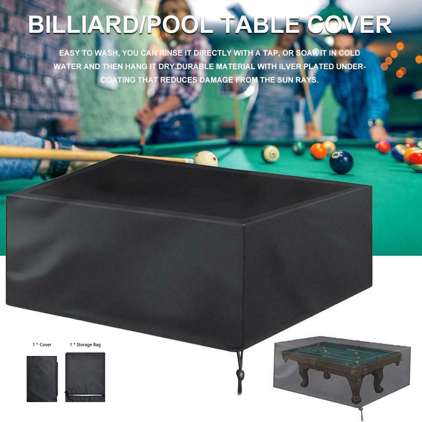 QUALITY 7ft foot Pool Snooker Billiard Table Cover BLACK Fitted Heavy Duty Vinyl 