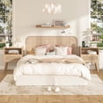 thumbnail image 7 of LELELINKY Rattan Nightstand with Charging Station, Boho Bedside Table with Handmade Drawer & Open Shelf for Bedroom, Wood, 7 of 7