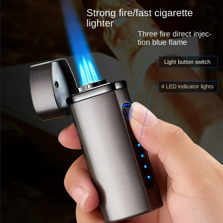 skrige Produktivitet ribben Electric Cigar Lighter - Triple Flame Butane Torch Lighter - Refillable,  Adjustable, Windproof Triple Flame Torch Ignition - Jet Lighter with Micro  USB Charging Cable (Butane Gas Not Included), Yellow - Walmart.com