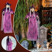 Life Size Hanging Witch Halloween Decor (71 Inches), Sound & Touch Activated Talking Halloween Decorations, Witch Props Excellent Choice, Indoor & Outdoor Animated Prop, Purple