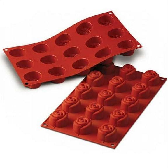 Silikomart Silicone Bakeware Rose Shaped Mold 0.78 Oz, 1.73" Dia x 1.06" High 15 Cavities