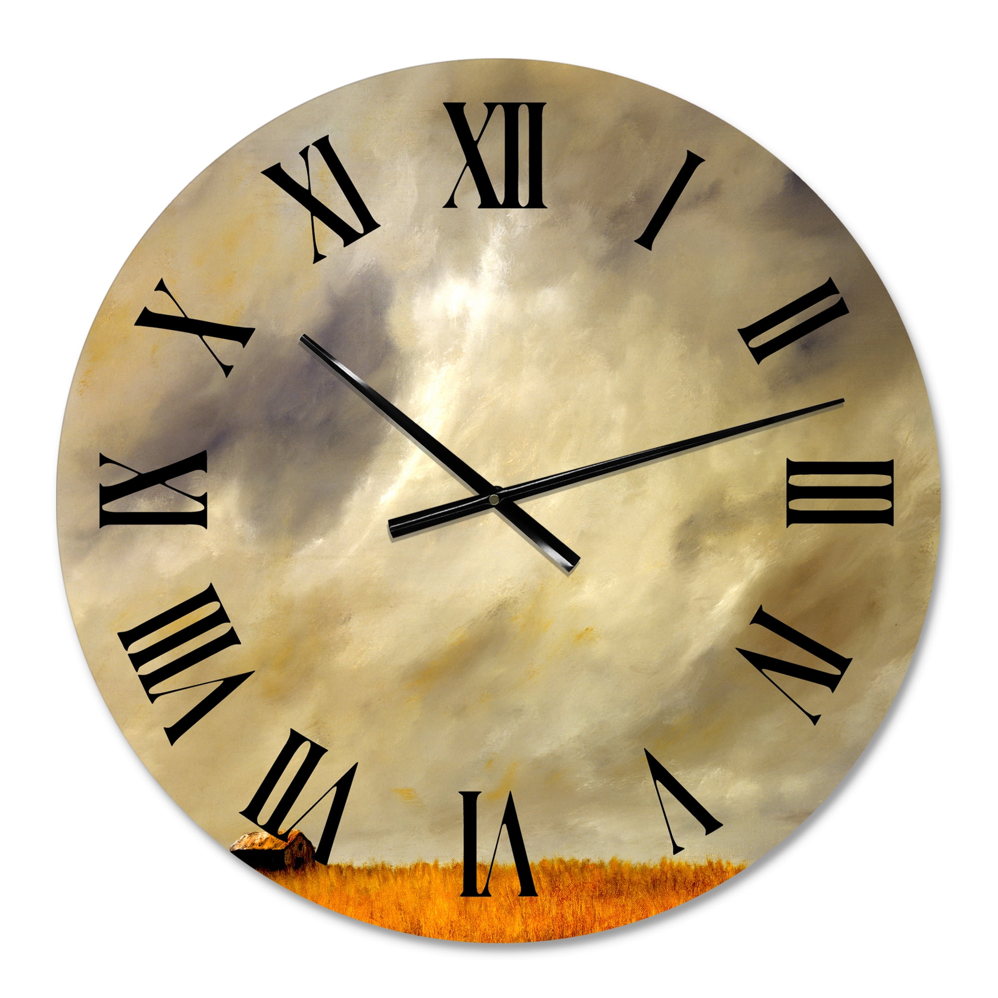 Designart 'Desert Farmhouse Under Cloudy Sky In Washington I' Farmhouse Wall Clock