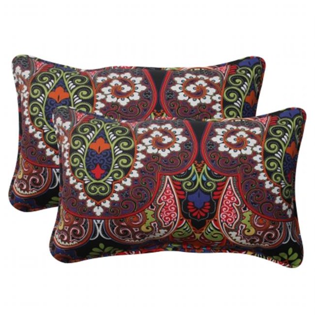 Pillow Perfect 502809 Marapi Black Rectangle Throw Pillow (Set of 2)