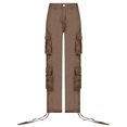 thumbnail image 5 of CFLVAEK Plus Size Women's Cargo Pants with 6 Pockets Loose Fit Wide Leg Street Pants Trendy High Waisted Trousers for Hiking Outdoor Khaki XXL, 5 of 6
