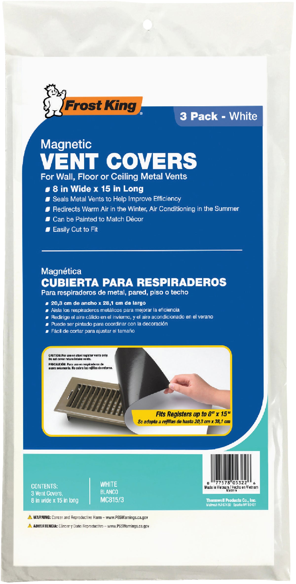 Thermwell Products Co. Frost King Register And Vent Cover 8 In