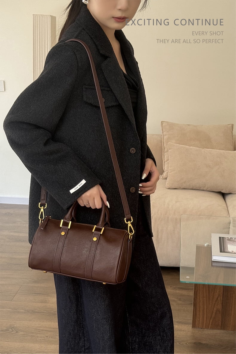 Women’s Genuine Leather Satchel Handbag, Top Handle Crossbody Purse