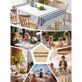thumbnail image 5 of Abstract Geometric Blue Stripe Table Cloth, White Backdrop Waterproof Tablecloth for Square Tables, Reusable Washable Fabric Table Cover for Restaurant Kitchen Dining Tables 60"x60", 5 of 6