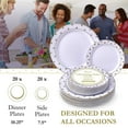 thumbnail image 5 of PARTY DISPOSABLE 40 PC DINNERWARE SET | 20 Dinner Plates | 20 Salad/Dessert Plates | Heavy Duty Disposable Plastic Dishes | Elegant Fine China Look | for Upscale Wedding and Dining (Dots-White/Gold), 5 of 7