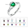 thumbnail image 4 of Personalized Name Claddagh Ring for Women Sterling Silver Heart Simulated Birthstones Meaningful Promise Rings, 4 of 5