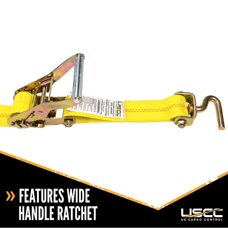 Wheel Strap with 3 Swivel J Hooks with 90 degree hook angle, Ratchet