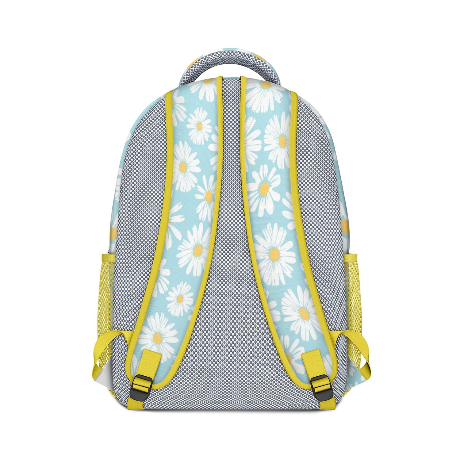 Watercolor Daisy Artwork School Bag - Breathable & Ergonomic for Teenagers