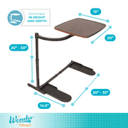 Stander Wonder Tray, Adjustable Swivel TV Tray Table, Large Laptop Stand, Couch Desk, Side Table & Gaming Desk, Tray for Eating on Couches, Chairs & Recliners, Black Base with Walnut Tray