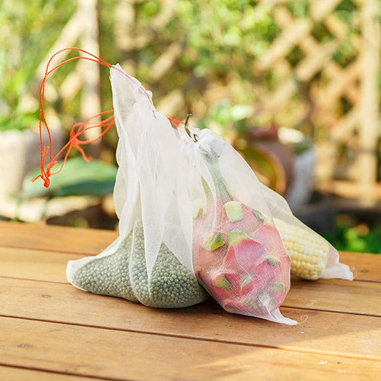 LA TALUS 50Pcs Set Net Bags Durable Protective Nylon Fruit Trees Fruit Cover Mesh Bag for Yard 10 15cm