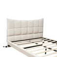 thumbnail image 4 of Euroco Upholstery Full Size Platform Bed with LED Light and USB Charging Station, Beige, 4 of 14