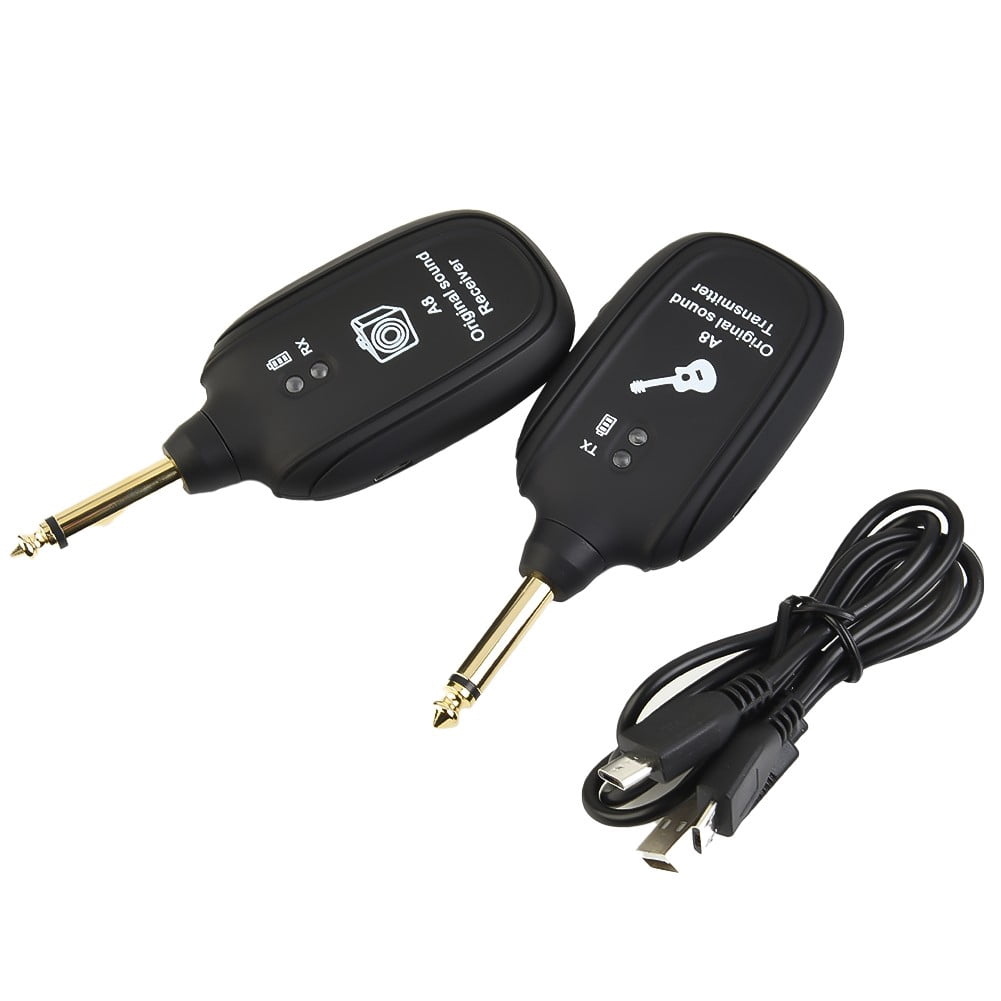 UHF Guitar Wireless System Transmitter & Receiver Rechargeable Battery 30M Range