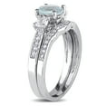 thumbnail image 3 of Everly Women's Created Sapphire Created Aquamarine 10k White Gold Bridal Set, 3 of 8