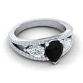 thumbnail image 3 of 2.00 Carat Round Cut Black Onyx Gemstone & Natural Diamond Charming Ring for Engagement Solid 14K White Gold Size 10.5 by Diamond Capitals, 3 of 8