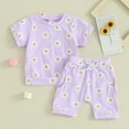 thumbnail image 2 of Bagilaanoe 2pcs Toddler Baby Girl Shorts Set Short Sleeve Print T Shirt Tops + Shorts 3M 6M 12M 18M 24M 3T Kids Casual Summer Clothes, 2 of 8