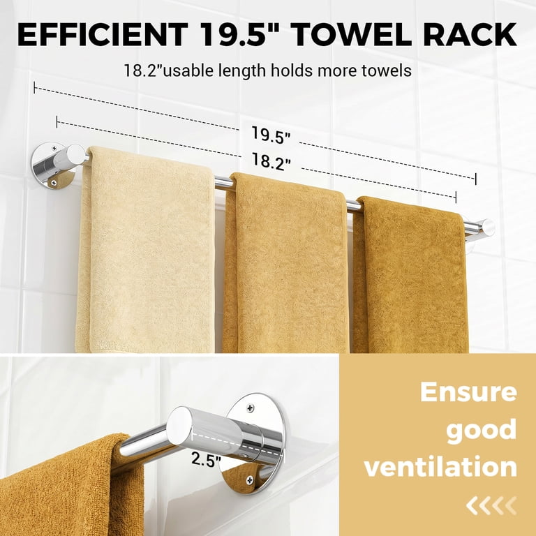 COWIN Self-Adhesive Towel Bar, 20 In, Silver photo 3