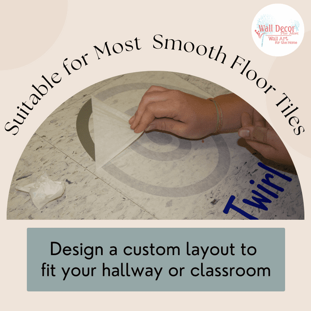 Twirl Spin Sensory Path Floor Decals for Kids - Die-Cut Vinyl Sensory Walk Decals - Education Sensory Walking Path Stickers - Daycare & School Hallway Decor - Classroom Floor Stickers - 4PC