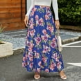 thumbnail image 5 of Womens Maxi Skirt 2025 Casual Flowy Elastic High Waist Long Skirts with Pockets Summer Beach Style Blue L, 5 of 7