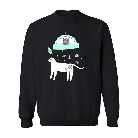 Cat And U.f.o. Sweatshirt Women -Image by Shutterstock, Female Large
