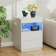 thumbnail image 3 of Nightstand with Hidden Compartment & USB/Type-C Charging Station - Locking Night Stand with Gun Drawer, LED Lights, Modern Bedside Table for Bedroom or Office, Secure Hidden Storage, White, 3 of 16