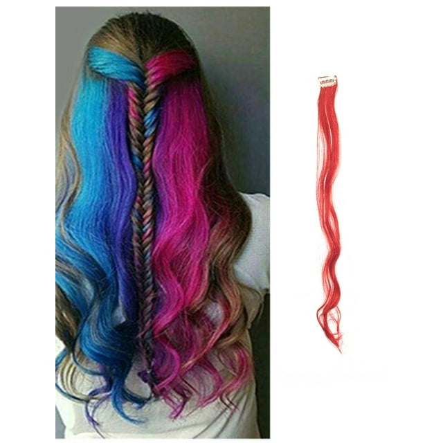 LELINTA Clip In On Colorful Hair piece Synthetic Curly Silk Soft Hair Extensions Highlight