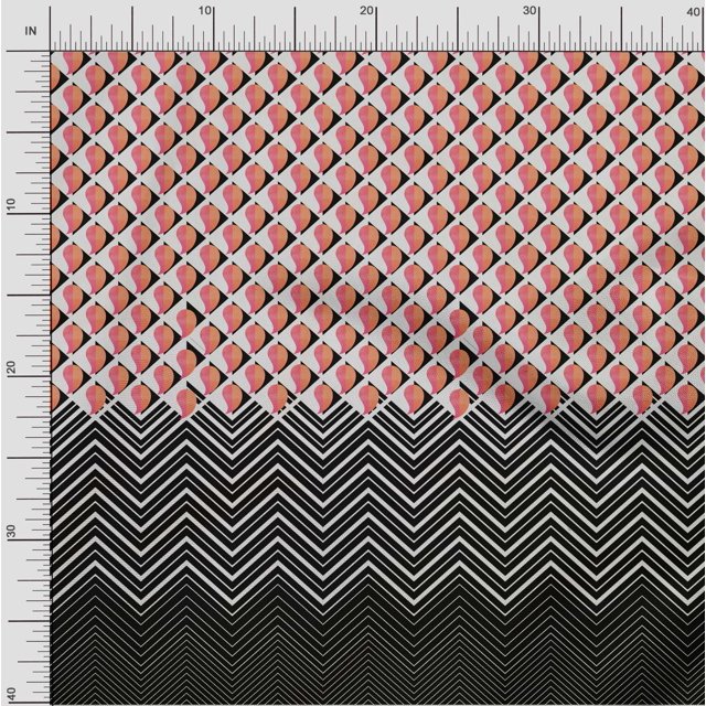 oneOone Organic Cotton Poplin Twill Fabric Chevron & Triangle Panel Printed Fabric 1 Yard 42 Inch Wide